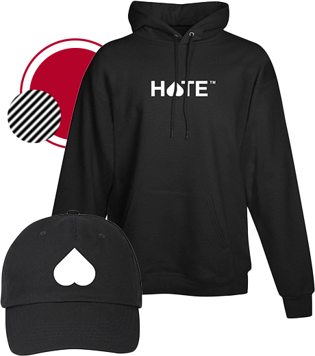 HATE Symbol on Sweater and Hat